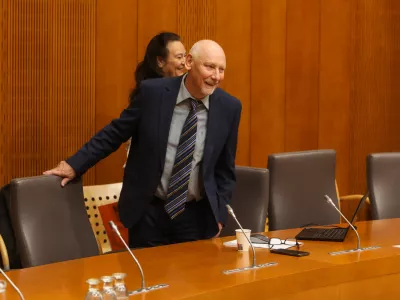  - Anja Bah Žibert, SDS, poslanka, - Branko Zlobko GS, poslanec in kandidat za ministra,- 17.11.2025. - Predstavitev kandidata za ministra za notranje zadeve Branka Zlobka pred odborom DZ za notranje zadeve, javno upravo in lokalno samoupravo v DZ RS.//FOTO: Bojan Velikonja