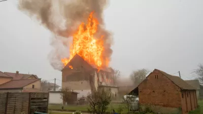 Beltinci.Pozar v starem mlinu.Foto: Bostjan Rous
