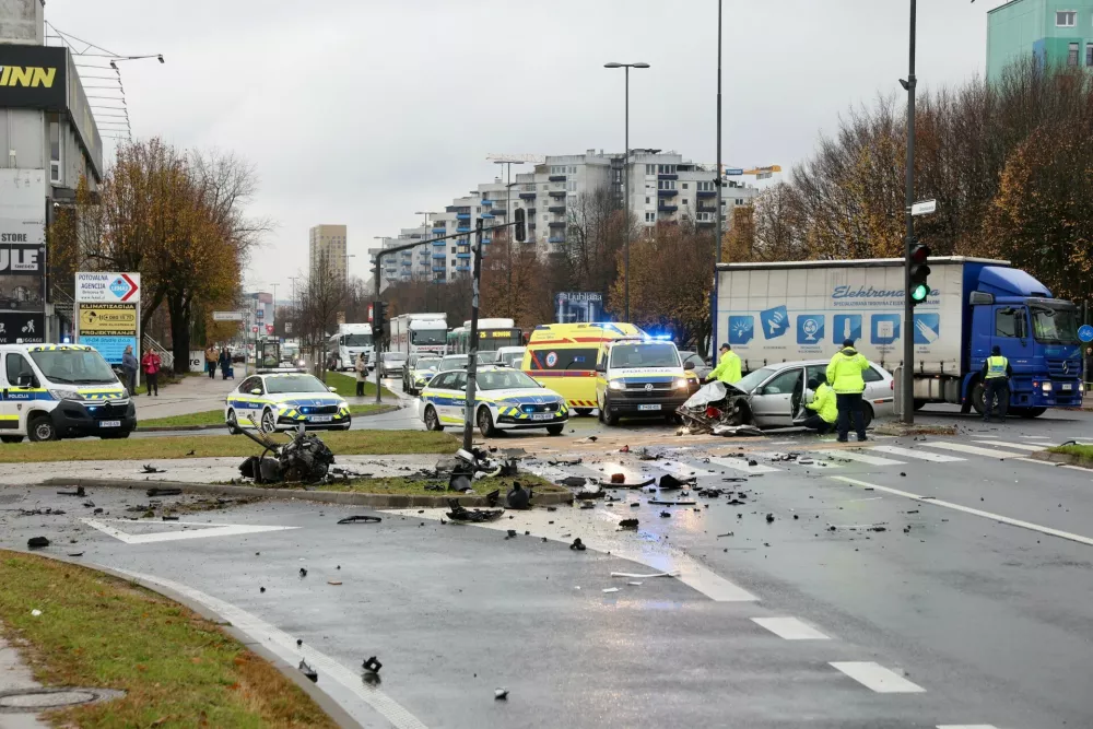 Nesreča Celov&scaron;ka cesta, 21. 11. 2025Foto: Jaka Gasar