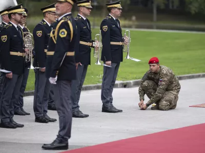 Slovenska vojskaslovenska policijaorkesterprotokol13.10.2025 - Uradni obisk generalnega sekretarja zveze NATOFOTO: Nik Erik Neubauer