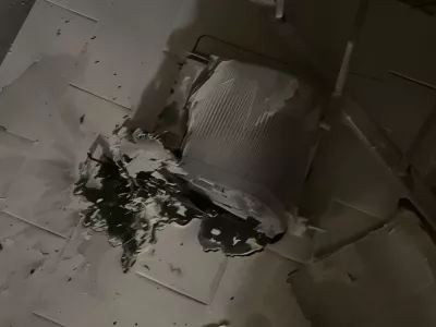 Pekač je eksplodiral in začel močno goreti. Foto: bralka