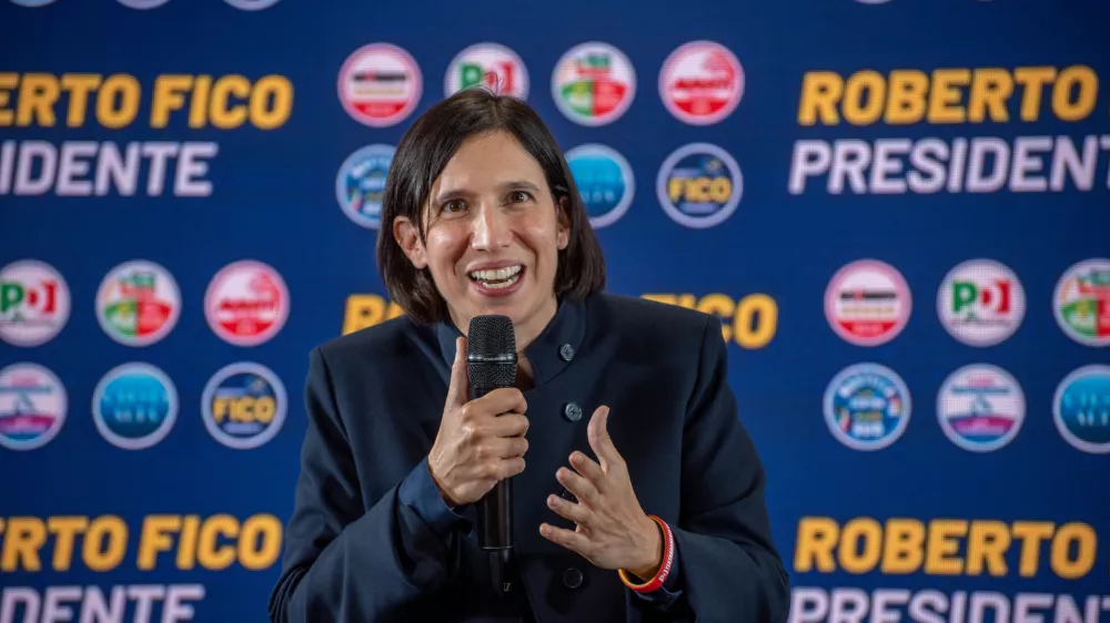 Democratic Party (PD) Secretary Elly Schlein speaks at a press conference in support of the new president of the Campania Region, Roberto Fico. (Photo by Pasquale Gargano/Kontrolab / ipa-agency.net/IPA/Sipa USA)No Use United Kingdom. No Use Italy.