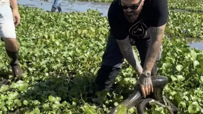 Kristijan Iličić se je med potovanjem po Venezueli srečal z anakondo. F instagram