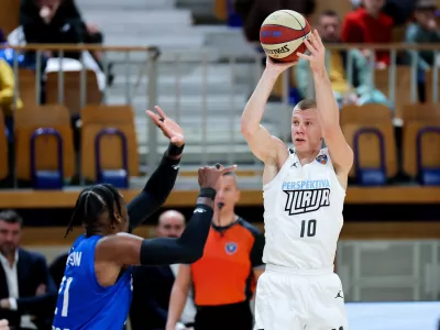 Ognjen Jaramaz in action during ABA League 2025/2026 basketball match between Perspektiva Ilirija (SLO) and Spartak Subotica (SRB) in Hala Tivoli, Ljubljana, Slovenia on November 10, 2025. Photo: Filip Barbalic