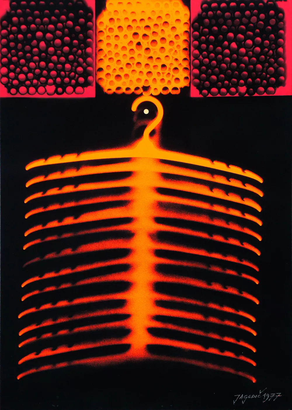 Stane Jagodič: Viseča dimenzija; spraygram, 48_ x 675 cm (1977) F arhiv MGL