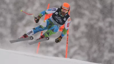 Slovenia's Miha Hrobat skis during a World Cup men's downhill training run, Wednesday, Dec. 3, 2025, in Beaver Creek, Colo. (AP Photo/Robert F. Bukaty)