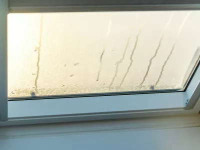 Bavaria, Germany - November 16, 2025: A fogged-up skylight on a cold winter day. Moisture and condensation collect on the pane, revealing typical problems associated with cold temperatures, high humidity, and poor insulation in the interior. *** Beschlagenes Dachfenster an einem kalten Wintertag. Feuchtigkeit und Kondensation sammeln sich auf der Scheibe und zeigen typische Probleme bei K&auml;lte, hoher Luftfeuchtigkeit und schlechter D&auml;mmung im Innenraum.,Image: 1052737436, License: Rights-managed, Restrictions: imago is entitled to issue a simple usage license at the time of provision. Personality and trademark rights as well as copyright laws regarding art-works shown must be observed. Commercial use at your own risk., Model Release: no