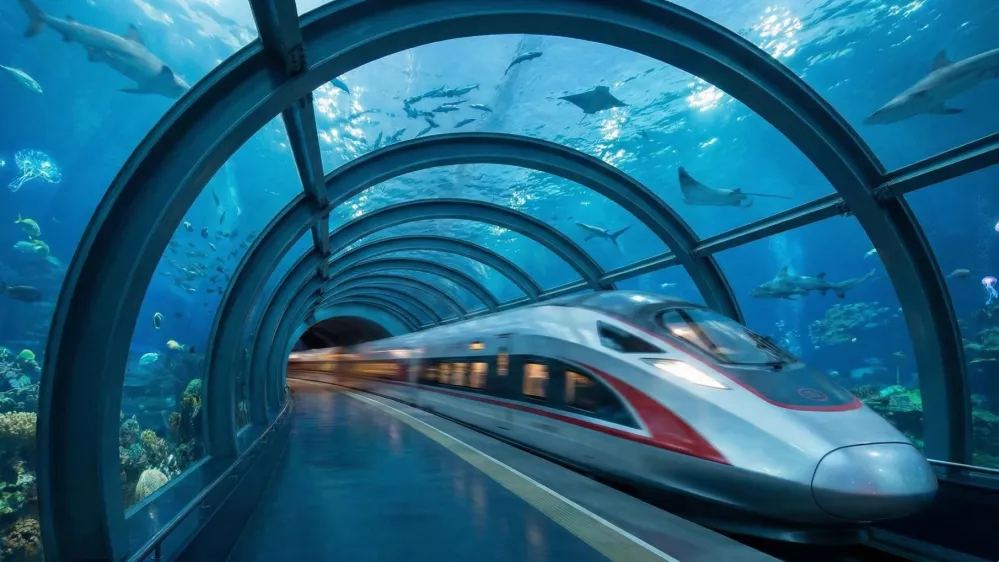 Ilustracija kitajskega predora pod morjem / Foto: Google Gemini