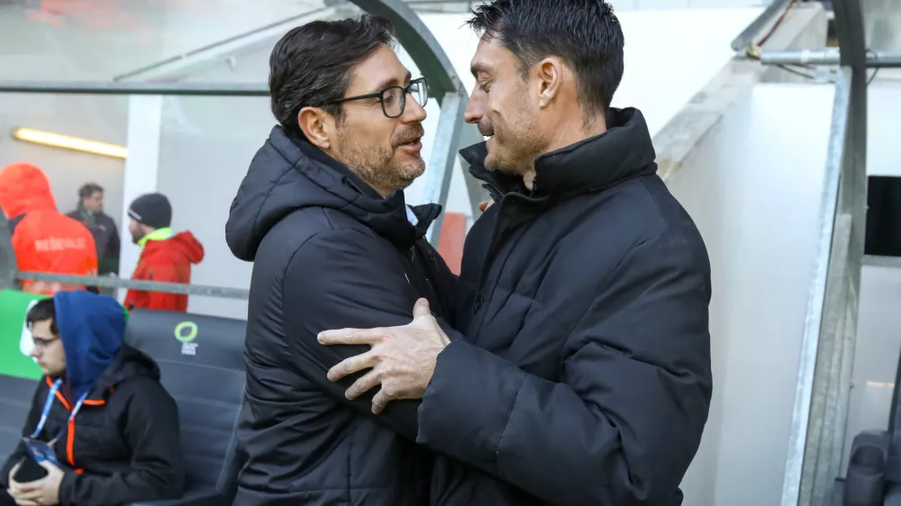 Victor Sanchez in Albert Riera02.03.2025 - stadion Stožice - nogomet - Olimpija: CeljeFoto: Luka Cjuha