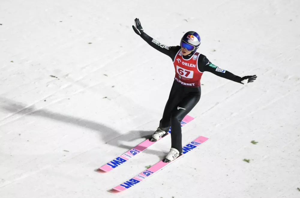 Ski Jumping - FIS Ski Jumping World Cup - Wisla, Poland - December 7, 2025 Japan's Ryoyu Kobayashi in action during the men's individual large hill final round REUTERS/Kacper Pempel