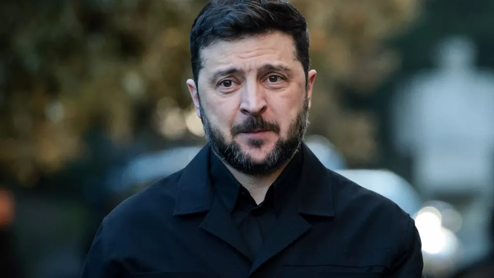 Ukraine's President Volodymyr Zelenskiy on the day he meets Pope Leo XIV in Castel Gandolfo, Italy, December 9, 2025. REUTERS/Francesco Fotia