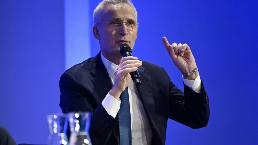 Norwegian Finance Minister and former NATO Secretary General Jens Stoltenberg speaks during a conversation on NATO and the European security environment at the Finlandia Hall in Helsinki, Finland, on December 9, 2025. ANTTI AIMO-KOIVISTO/Lehtikuva/via REUTERS   ATTENTION EDITORS - THIS IMAGE WAS PROVIDED BY A THIRD PARTY. NO THIRD PARTY SALES. NOT FOR USE BY REUTERS THIRD PARTY DISTRIBUTORS. FINLAND OUT. NO COMMERCIAL OR EDITORIAL SALES IN FINLAND.