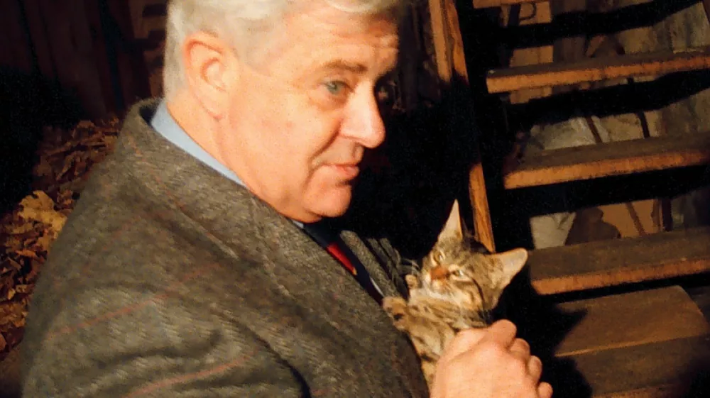 Milan Kučan, mačka / Foto: Tomaž Skale