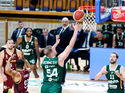 Thomas Kennedy in action during AdmiralBet ABA League 2025/2026 basketball match between Cedevita Olimpija (SLO) and Bosna BH Telecom (BiH) in Tivoli Hall, Ljubljana, Slovenia on December 13, 2025