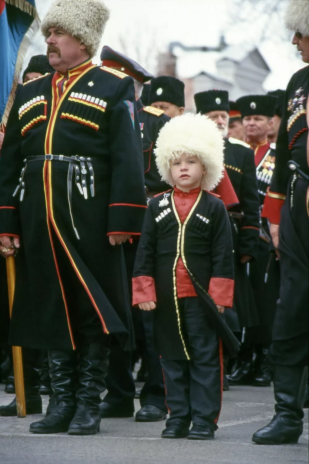 geography / travel, Russia, Krasnodar, Kuban Cossack, man with child,,Image: 963682965, License: Rights-managed, Restrictions:, Model Release: no