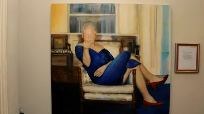 A painting of former U.S. President Bill Clinton wearing a dress is displayed inside the Manhattan home of Jeffrey Epstein in this image from the estate of late financier and convicted sex offender Jeffrey Epstein, released by the Department of Justice in Washington, D.C., U.S., on December 19, 2025. U.S. Justice Department/Handout via REUTERS  THIS IMAGE HAS BEEN SUPPLIED BY A THIRD PARTY   TPX IMAGES OF THE DAY    THIS PICTURE WAS PROCESSED BY REUTERS TO ENHANCE QUALITY. AN UNPROCESSED VERSION HAS BEEN PROVIDED SEPARATELY.