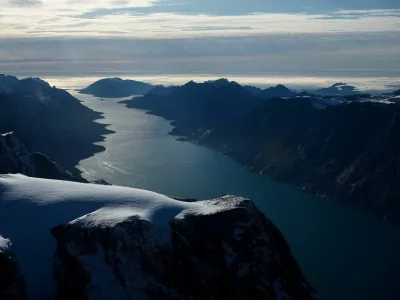 FILE PHOTO: An aerial view shows a fjord in western Greenland, September 16, 2025. REUTERS/Guglielmo Mangiapane/File Photo