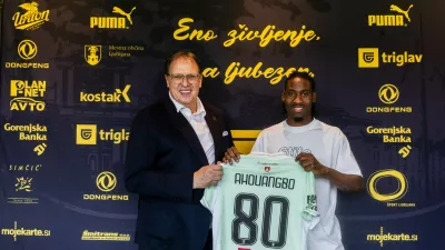 Mariano Ahouangbo after signing a contract for NK Olimpija Ljubljana, on August 7, 2025 in SRC Stozice, Ljubljana, Slovenia. Photo by Vid Ponikvar / Sportida
