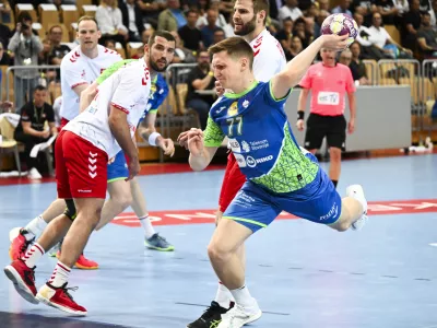 Domen Novak09.05.2024 - SLOVENIJA:&Scaron;VICA, kvalifikacijska tekma za svetovno prvenstvo v rokometu, Koper, Slovenija