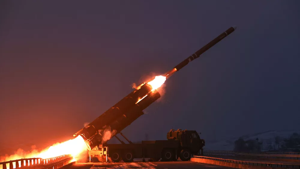 This photo provided by the North Korean government, shows what it says a test of a long-range strategic cruise missile in the Yellow Sea off North Korea Sunday, Dec. 28, 2025. Independent journalists were not given access to cover the event depicted in this image distributed by the North Korean government. The content of this image is as provided and cannot be independently verified. Korean language watermark on image as provided by source reads: "KCNA" which is the abbreviation for Korean Central News Agency. (Korean Central News Agency/Korea News Service via AP)