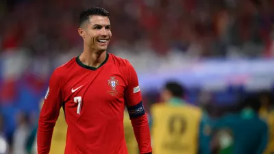 FILED - 18 June 2024, Saxony, Leipzig: Portugal's Cristiano Ronaldo celebrates after the Euro 2024 Group F soccer match between Portugal and Czech at Leipzig Stadium. Photo: Robert Michael/dpa