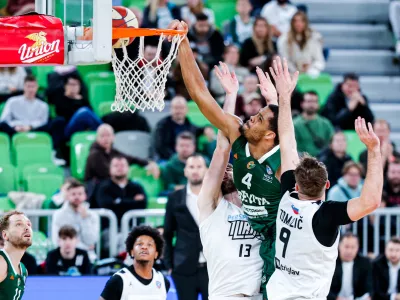 William McNair in action during AdmiralBet ABA League 2025/2026 basketball match between Cedevita Olimpija and Perspektiva Ilirija in SRC Stozice, Ljubljana, Slovenia on December 7, 2025