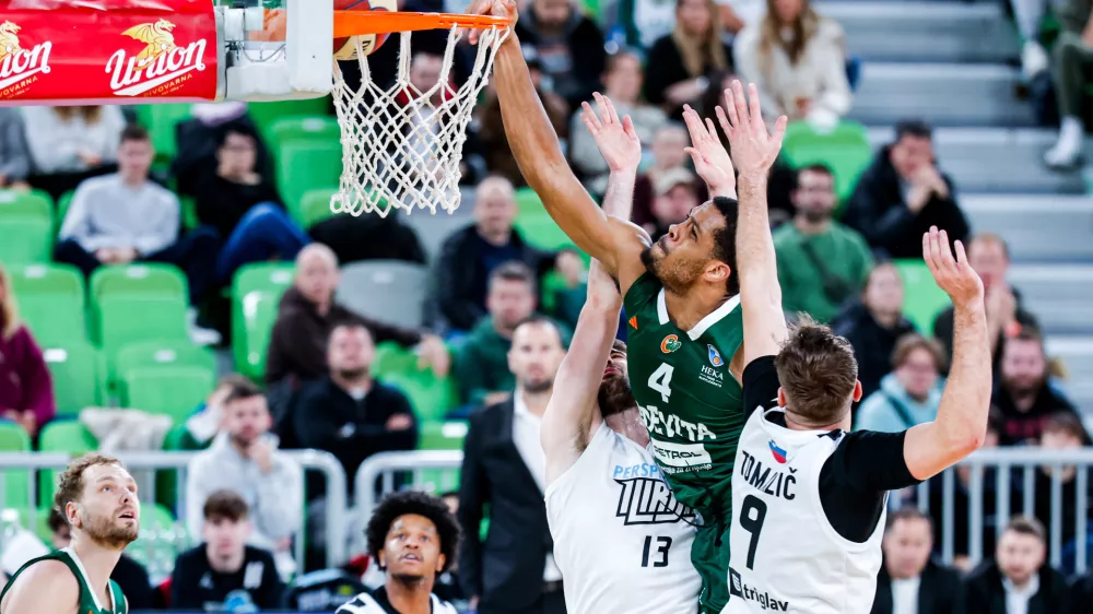 William McNair in action during AdmiralBet ABA League 2025/2026 basketball match between Cedevita Olimpija and Perspektiva Ilirija in SRC Stozice, Ljubljana, Slovenia on December 7, 2025