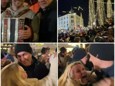 Harmonikarji na protestu v Ljubljani, december 2025Janez Jan&scaron;aPre&scaron;ernov trg