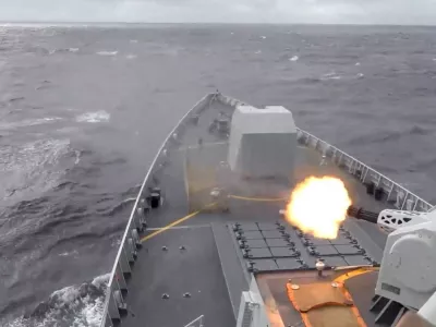 A ship fires a weapon during drills east of Taiwan, in this screenshot from a video released by the Eastern Theatre Command of China's People's Liberation Army (PLA) on December 29, 2025. Eastern Theatre Command/Handout via REUTERS ATTENTION EDITORS - THIS IMAGE WAS PROVIDED BY A THIRD PARTY. MANDATORY CREDIT. NO RESALES. NO ARCHIVES.   TPX IMAGES OF THE DAY