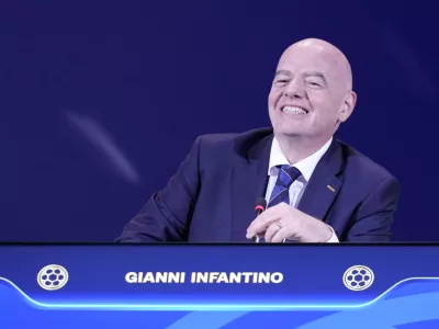 FIFA President Gianni Infantino smiles at the end of FIFA's 75th Congress at the Conmebol Convention Center in Luque, Paraguay, Thursday, May 15, 2025. (AP Photo/Fernando Calistro)