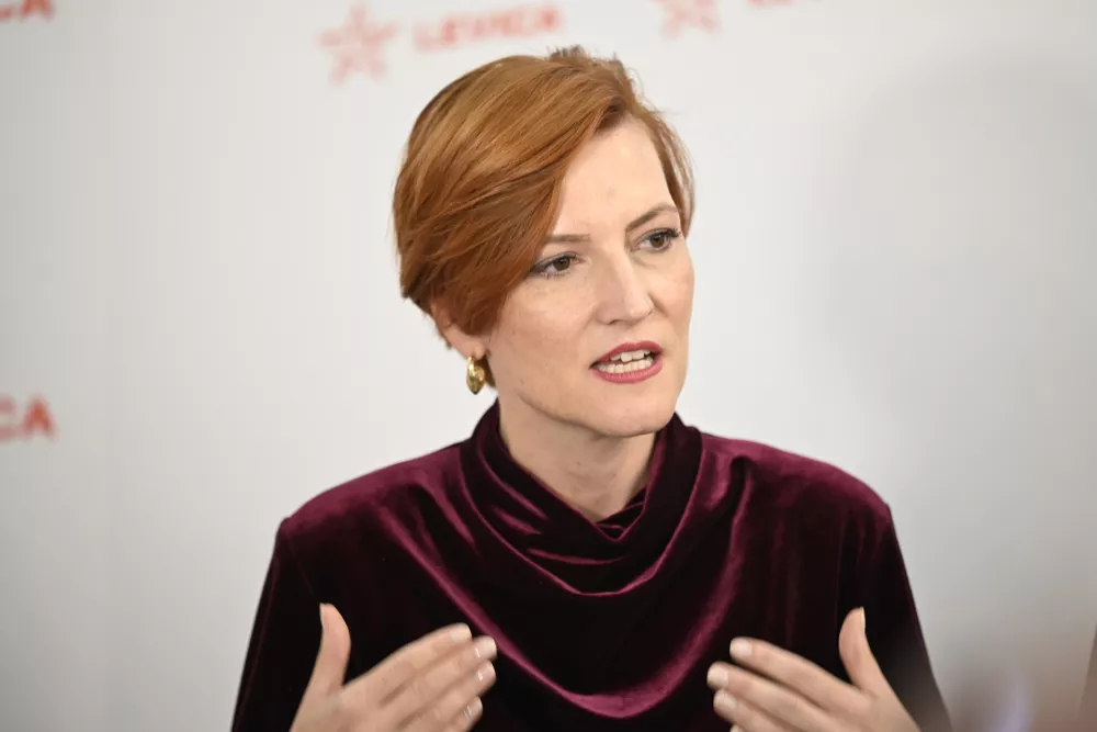 Asta Vrečko04.10.2025 - Redni kongres stranke Levica, na katerem bodo začeli postopke za imenovanje novega vodstva in potrjevali predvolilni sporazum o sodelovanju z zunajparlamentarno stranko VesnaFOTO: Nik Erik Neubauer