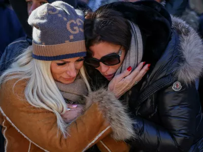 Laetitia Brodard-Sitre the mother of Arthur Bodard, who died during the deadly fire and explosion at a New Year's Eve party in "Le Constellation" bar, mourns at a makeshift memorial outside the bar, in the upscale ski resort of Crans-Montana in southwestern Switzerland, January 4, 2026. REUTERS/Umit Bektas
