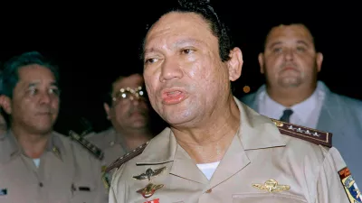 FILE - General Manuel Antonio Noriega speaks to the press in Panama in May 1989. (AP Photo, File)