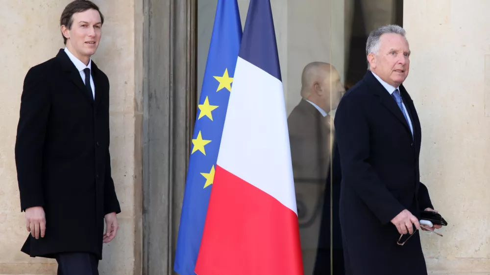 United States Mideast envoy Steve Witkoff, right, and Jared Kushner arrive for a meeting of the 'Coalition of the Willing' on Ukraine at the Elysee Palace in Paris, France, Tuesday, Jan. 6, 2026. (AP Photo/Thomas Padilla)