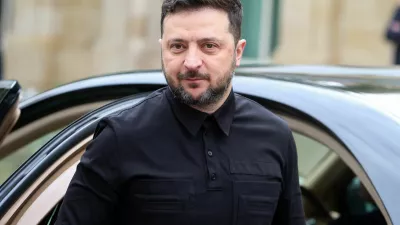 Ukraine's President Volodymyr Zelenskiy arrives for a meeting with Cyprus' President Nikos Christodoulides at the Presidential Palace in Nicosia, Cyprus January 7, 2026. REUTERS/Stringer