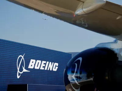 FILE PHOTO: The engine of a Boeing Dreamliner 787-9, operated by Riyadh Air, is displayed at the 55th International Paris Airshow at Le Bourget Airport near Paris, France, June 17, 2025. REUTERS/Benoit Tessier/File Photo