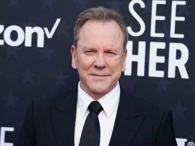 FILE - Kiefer Sutherland arrives at the 29th Critics Choice Awards Jan. 14, 2024, at the Barker Hangar in Santa Monica, Calif. (Photo by Jordan Strauss/Invision/AP, File)