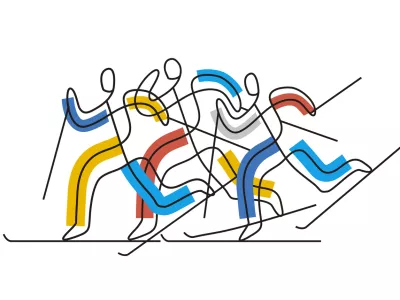Decorative Illustration of nordic skiing competitors. Continuous line drawing design. Vector available. / Foto: Jiri Studnicky, Getty Images