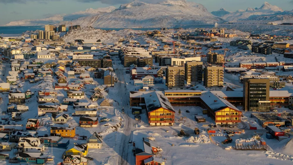 A drone view shows a general view of Nuuk, Greenland, January 15, 2026. REUTERS/Marko Djurica   TPX IMAGES OF THE DAY