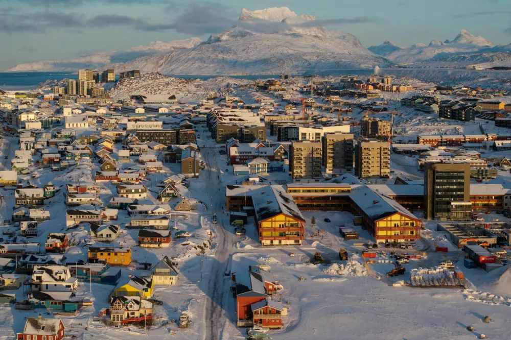 A drone view shows a general view of Nuuk, Greenland, January 15, 2026. REUTERS/Marko Djurica   TPX IMAGES OF THE DAY