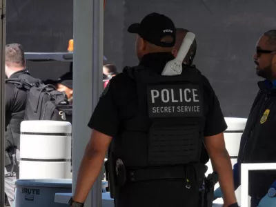 Jan 19, 2026; Miami Gardens, FL, USA; United States secret service police at the CFP National Championship college football game at Hard Rock Stadium. Mandatory Credit: Kirby Lee-Imagn Images