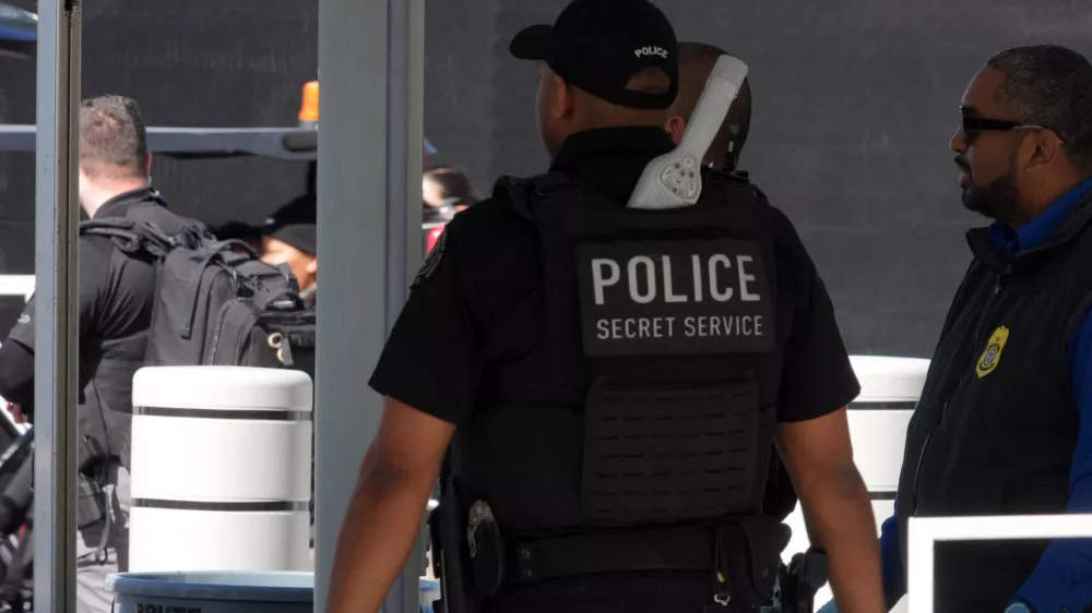 Jan 19, 2026; Miami Gardens, FL, USA; United States secret service police at the CFP National Championship college football game at Hard Rock Stadium. Mandatory Credit: Kirby Lee-Imagn Images