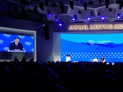 He Lifeng, Vice-Premier of the People's Republic of China, talks during the Annual Meeting of the World Economic Forum in Davos, Switzerland, Tuesday, Jan. 20, 2026. (AP Photo/Markus Schreiber)