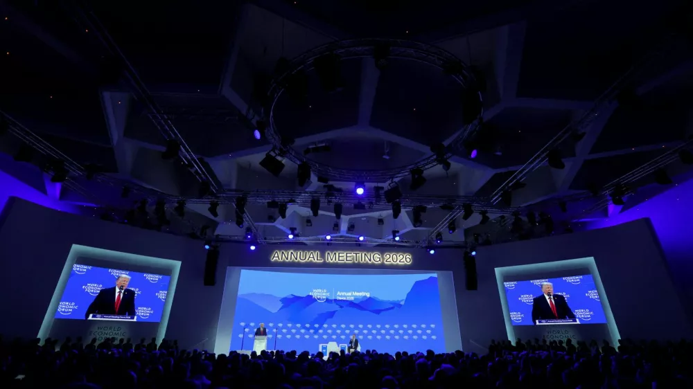 U.S. President Donald Trump attends the 56th annual World Economic Forum (WEF) meeting in Davos, Switzerland, January 21, 2026. REUTERS/Denis Balibouse