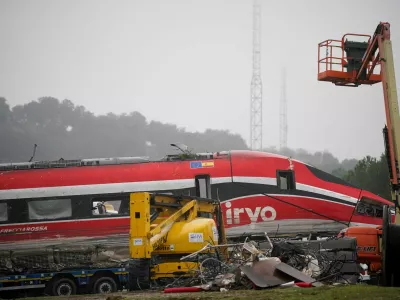 A train carriage after it was removed from the tracks, following a deadly derailment of two high-speed trains near Adamuz, in Cordoba, Spain, January 21, 2026. REUTERS/Ana Beltran