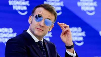 FILE PHOTO: France's President Emmanuel Macron attends the 56th annual World Economic Forum (WEF) meeting in Davos, Switzerland, January 20, 2026. REUTERS/Denis Balibouse/File Photo