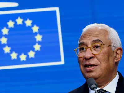 European Council President Antonio Costa speaks during a press conference after attending a special summit of European Union leaders to discuss transatlantic relations following U.S. President Donald Trump's threats to impose new tariffs on goods from a list of EU countries over his demand to acquire Greenland, in Brussels, Belgium January 23, 2026. REUTERS/Yves Herman