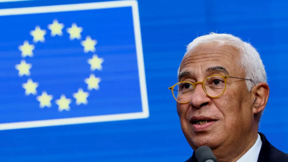 European Council President Antonio Costa speaks during a press conference after attending a special summit of European Union leaders to discuss transatlantic relations following U.S. President Donald Trump's threats to impose new tariffs on goods from a list of EU countries over his demand to acquire Greenland, in Brussels, Belgium January 23, 2026. REUTERS/Yves Herman