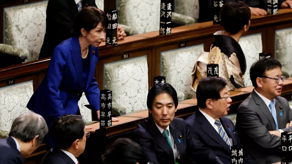 Japan's Prime Minister and ruling Liberal Democratic Party (LDP) leader, Sanae Takaichi, looks on ahead of the dissolution of the lower house of parliament in Tokyo, Japan, January 23, 2026. REUTERS/Kim Kyung-Hoon