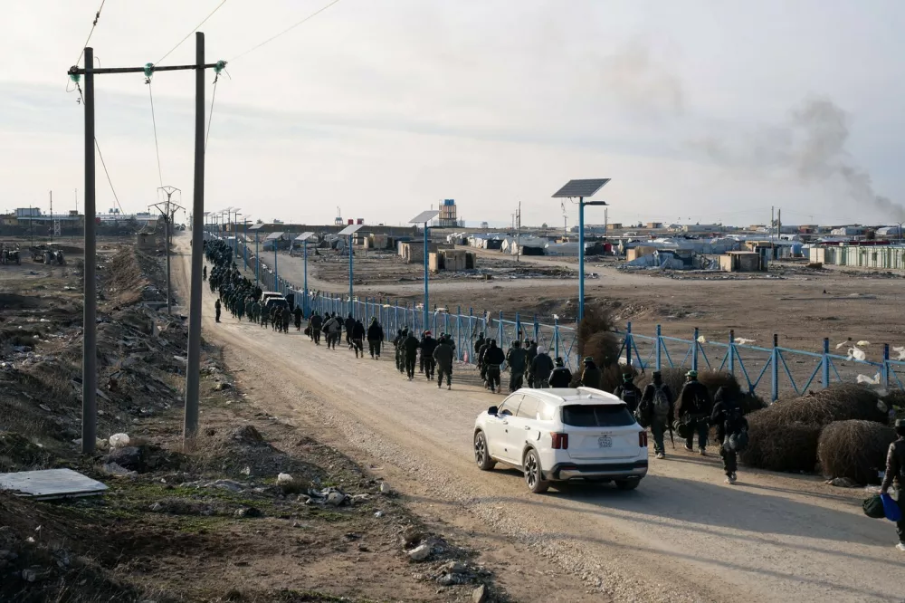 SYRIE, Al Hol, 21 janvier 2026.Un jour apr&egrave;s le d&Atilde;'part des FDS du camp de Al-Hol, la zone est maintenant sous le contr&ocirc;le de l'arm&Atilde;'e syrienne.SYRIE, Al Hol, 21 janvier 2026.Un jour apr&egrave;s le d&Atilde;'part des FDS du camp de Al-Hol, la zone est maintenant sous le contr&ocirc;le de l'arm&Atilde;'e syrienne.Apr&egrave;s la rel&egrave;ve effectu&Atilde;'e par les forces du minist&egrave;re de l'int&Atilde;'rieur, une partie des forces de l'arm&Atilde;'e syrienne qui yt &Atilde;'taient d&Atilde;'ploy&Atilde;'es quitte Al-Hol.SYRIA, Al Hawl, January 21, 2026.One day after the SDF left the Al-Hawl camp, the area is now under the control of the syrian government.//CUAUCHARLES_sipa.5842/Credit:Charles Cuau/SIPA/2601211700,Image: 1068026476, License: Rights-managed, Restrictions:, Model Release: no